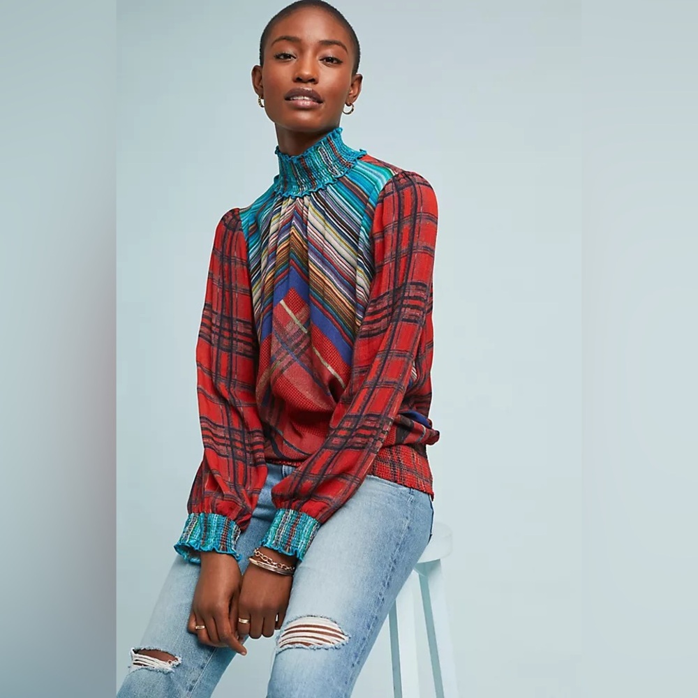 Vibrant fall Thanksgiving dinner outfit top by ANTHRO mock turtleneck ! stylish